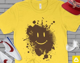 Forrest Gump Mud Splatter Smiley Face Tee - Have A Nice Day Shirt