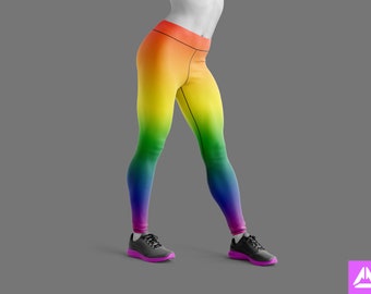 Rainbow Leggings Women, Pride Clothing, Ombre Leggings, Rave Gear, Crossfit Leggings, Workout Leggings, Designer Leggings, Colorful Leggings