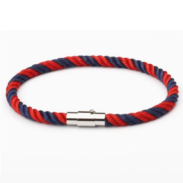 Maritimes Segeltau Armband mit Magnetverschluss in Blau Rot - Durchmesser 5 mm, Länge 20 cm