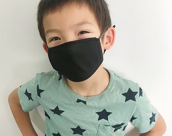 Kids Organic Bamboo Cotton 400 GSM 3 Layer Face Mask with Silver and Coolmax | Black Face Mask | Organic Face Mask | Simple Face Mask