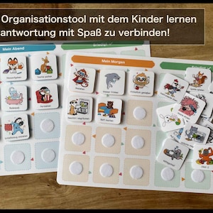 Kinder-Routineplaner: Morgen- und Abendplan mit 42 illustrierten Aufgaben-Karten (Montessori inspiriert)
