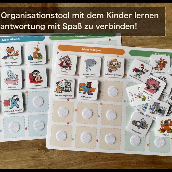 Kinder-Routineplaner: Spaßig & lehrreicher Morgen- Abendplan mit 42 illustrierten Karten (Montessori inspiriert)