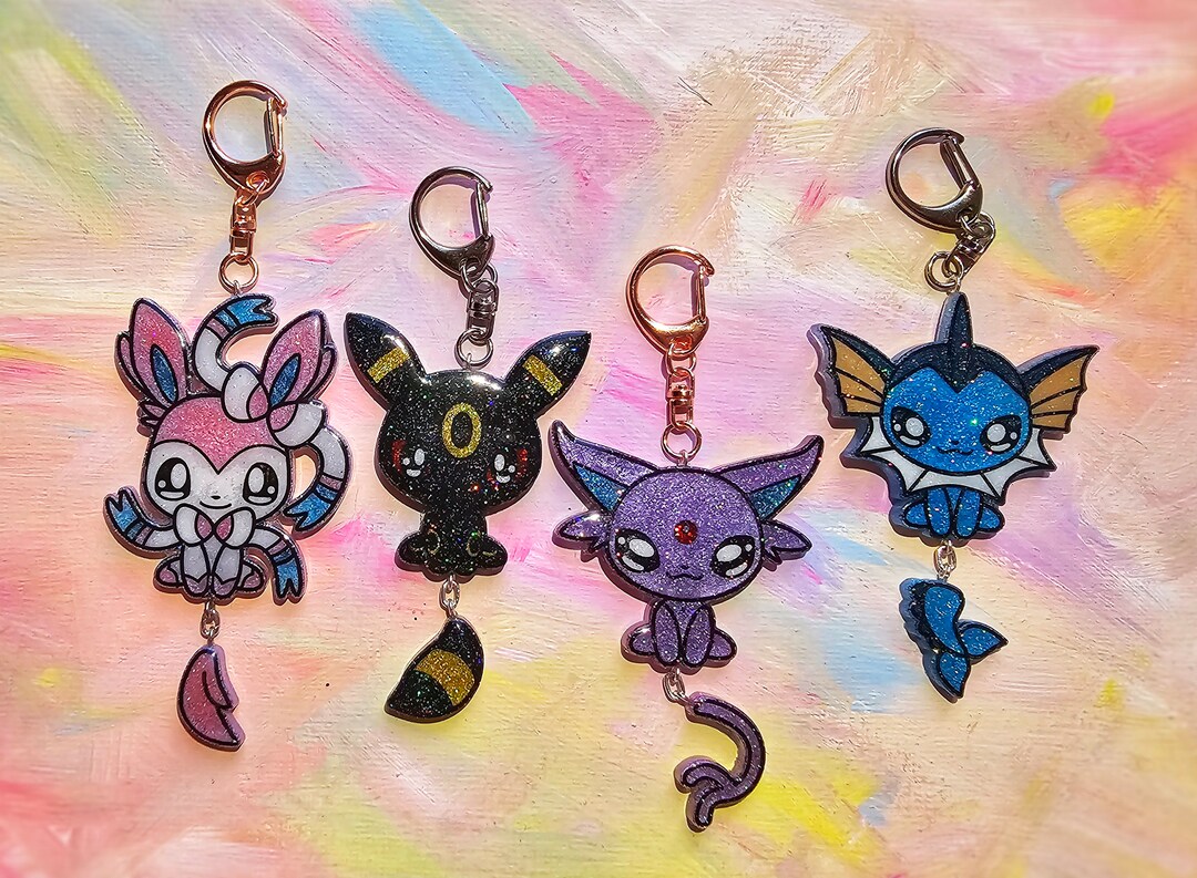 Glitter Eeveelutions Pokemon Charm Keychains - Etsy