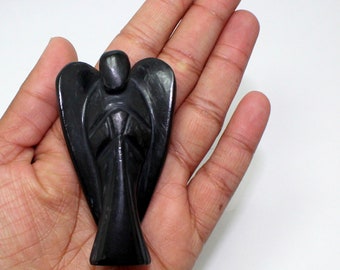 Natural 2 inch Black Tourmaline Hand Carved Angel