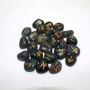 Natural Bloodstone Engraved Rune Set of 25 pcs