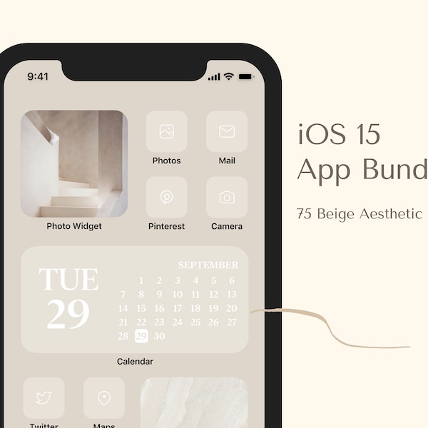 iOS 15 App Icons | 75 Minimalist Icons | Beige Icons