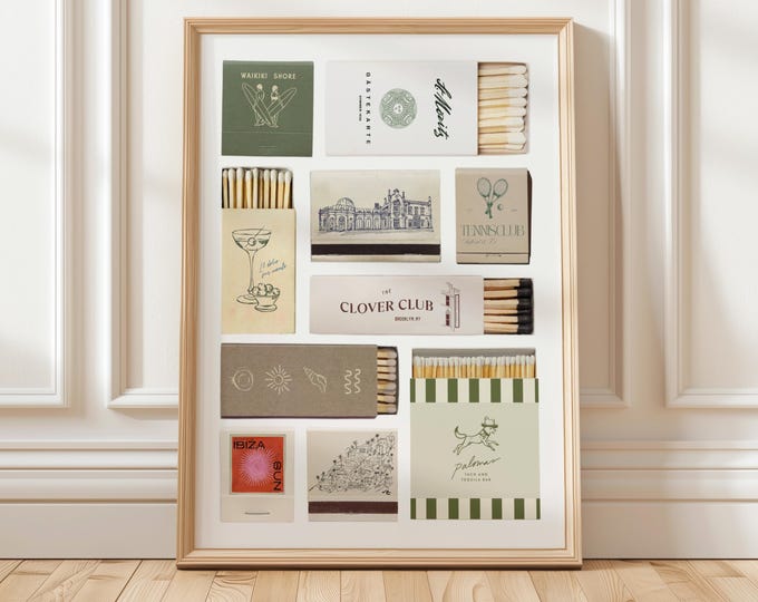 Custom Matchbox Art Print | Personalized Couple Gift | Wedding, Anniversary, Birthday Matchbook Wall Art (Digital Download)