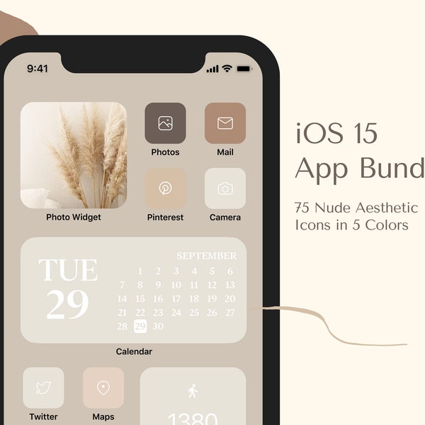 covers app on iphone iOS 15 App Icons | 375+ Minimalist Icons | Nude Tones Aesthetic