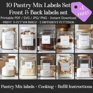 PRINTABLE Complete Bundle 10 Pantry Mix Label Sets (+ 1 free) pdf/svg/png/jpg Print yourself at home