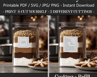 Printable Cinnamon Cookie Mix Labels Recipe & Refill, 2-in-1 Pantry stickers SVG cricut PNG PDF files