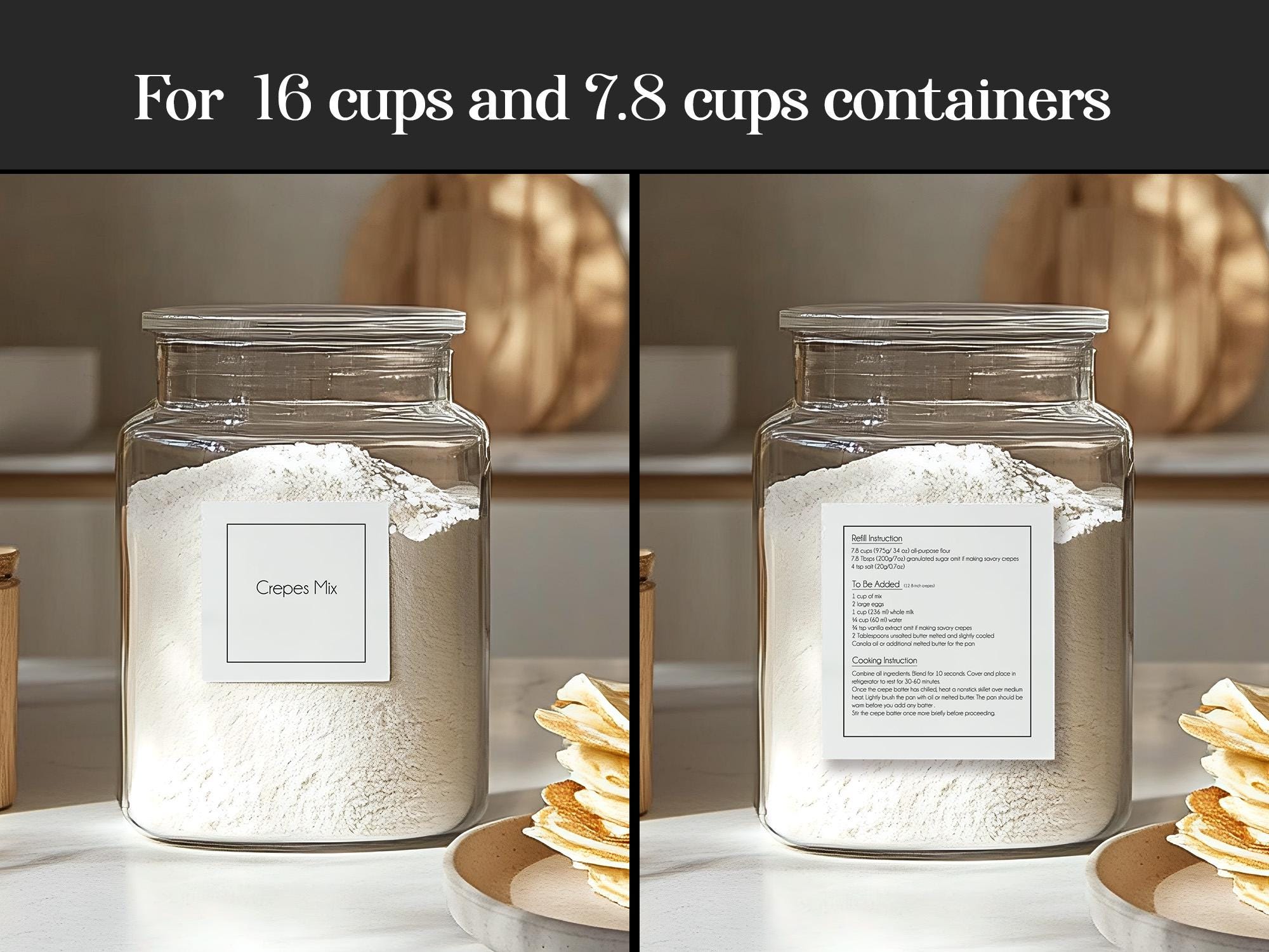 Printable French Crepes Mix Labels Recipe & Refill, 2-in-1 Pantry ...