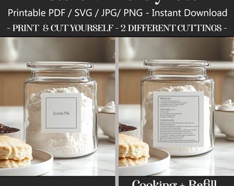 Printable Scone Mix Labels Recipe & Refill, 2-in-1 Pantry stickers SVG cricut PNG PDF files
