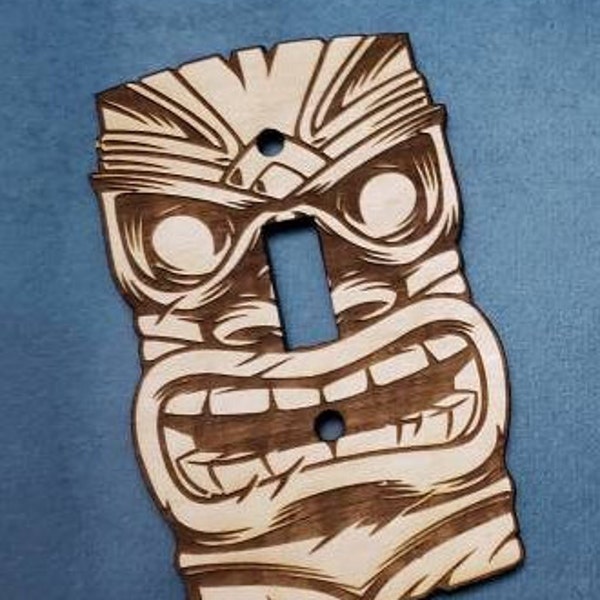 Hawaiian  Tiki Wood Light Switch Plate Cover