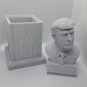 Donald Trump Bust small container with removable top. American flag print on front - Great Gift
