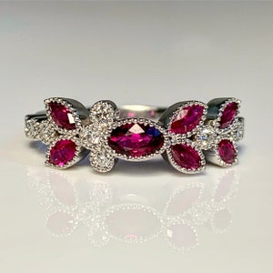 Ruby and Diamond 14KT White Gold Ring