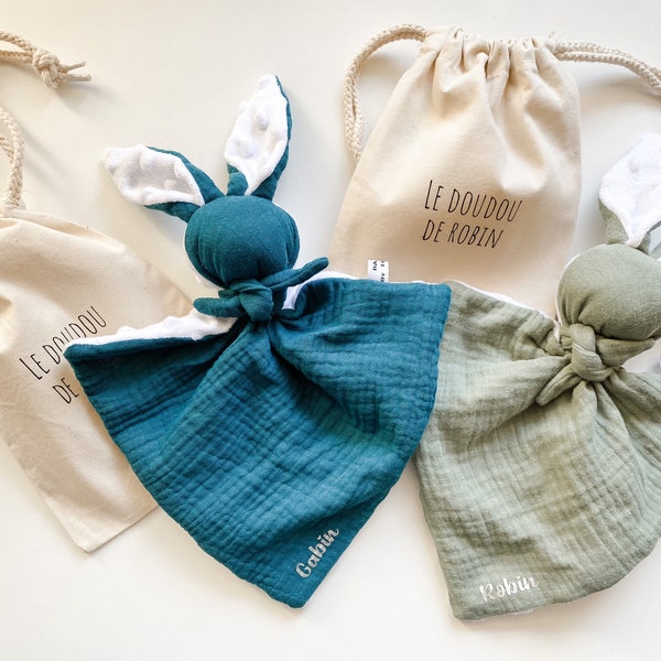 Doudou conejo bebe nombre personalizable