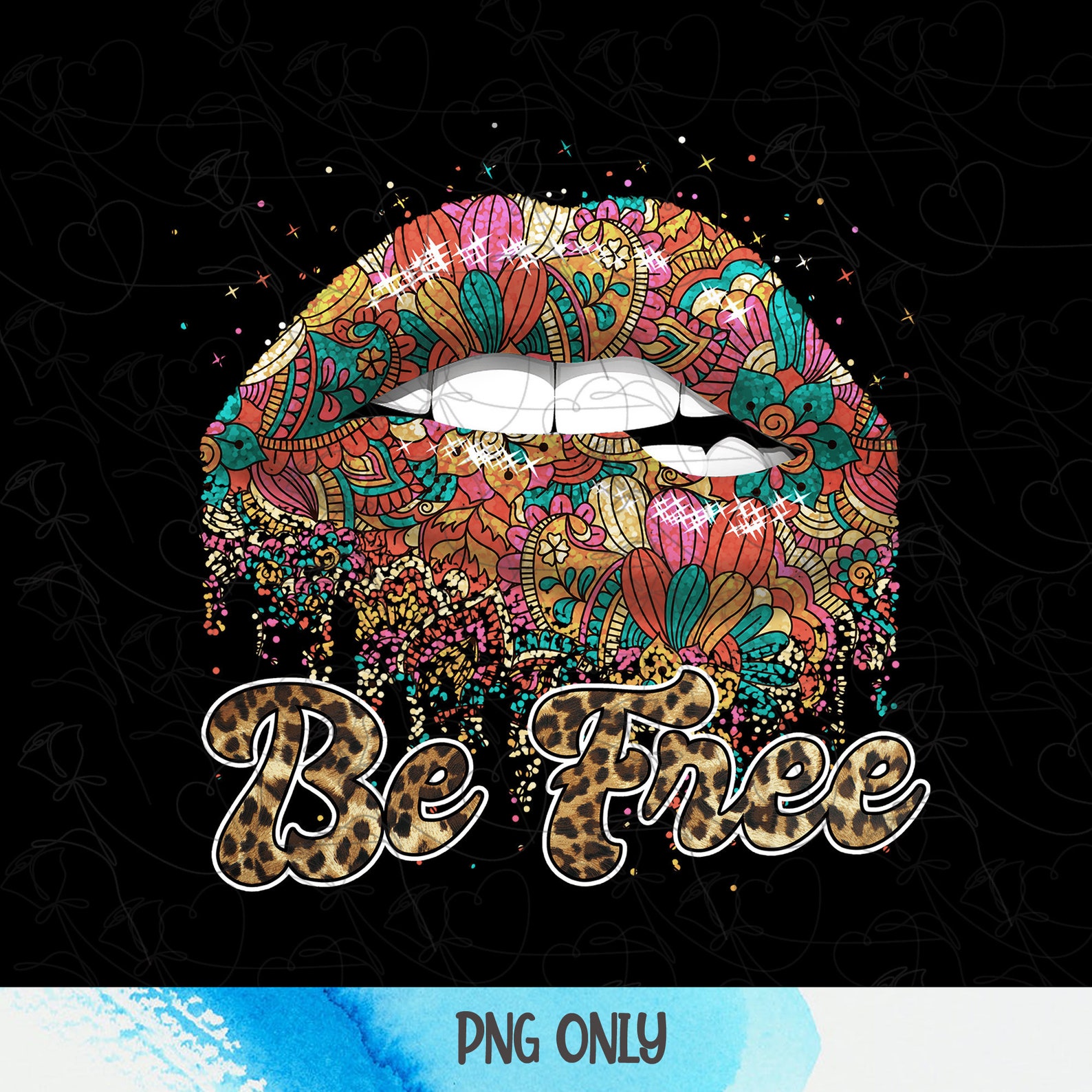Be Free png Hippie Lips png Dripping Lips png Biting Lip Etsy