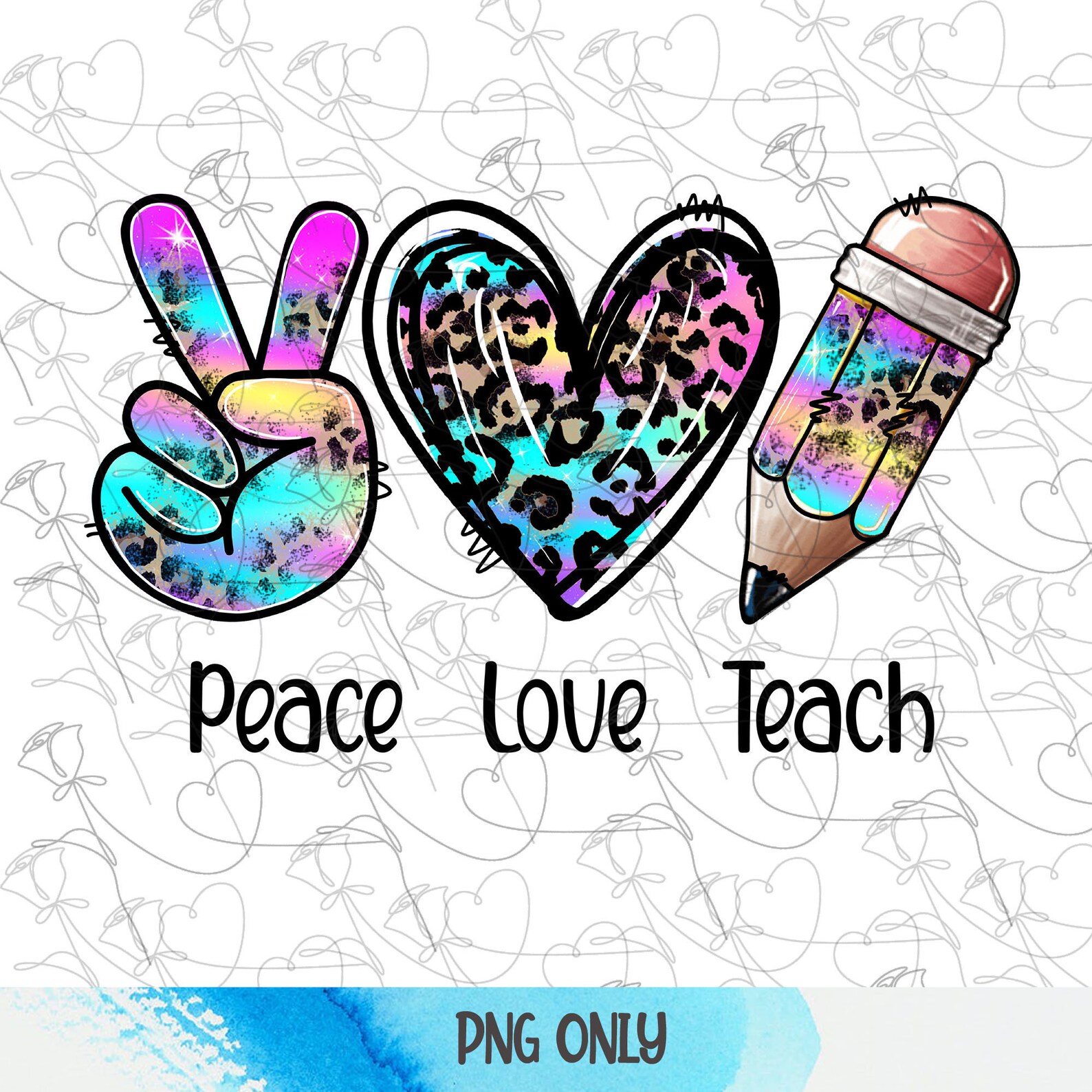 Peace Love Teach png Teacher png Peace Love png Teacher | Etsy
