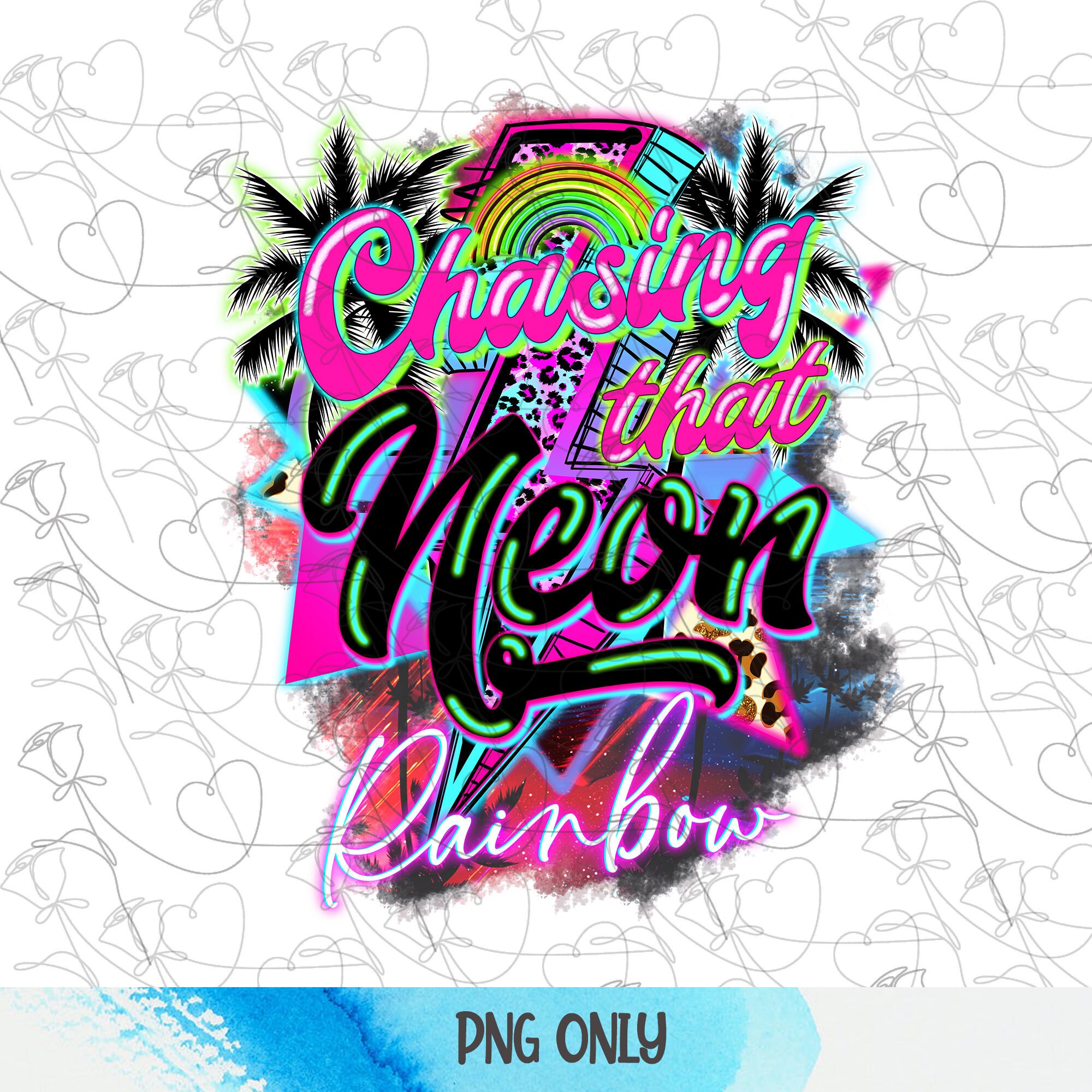 Chasing that neon rainbow png Neon rainbown png Rainbow png Etsy