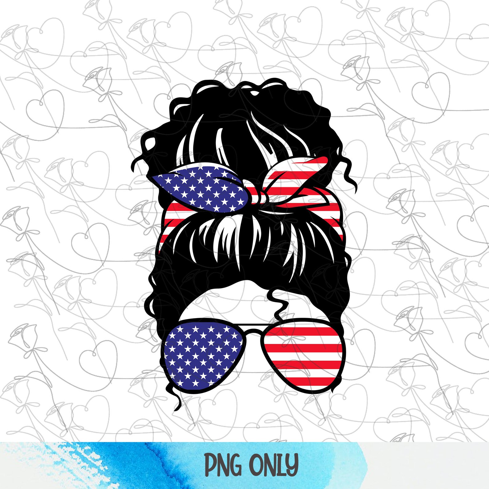 Download Messy Bun SVG American Mom svg American mama American Flag ...