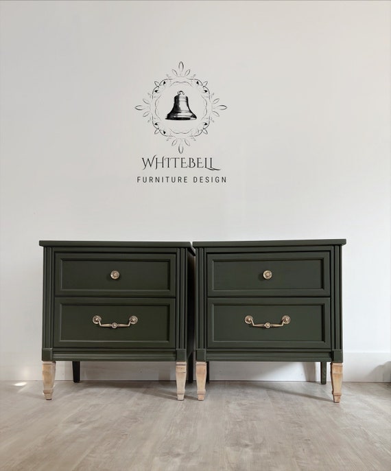 SOLD Beautiful Nightstands Antique Nightstands Gorgeous Green Nightstands Classic Green Nightstands. Etsy