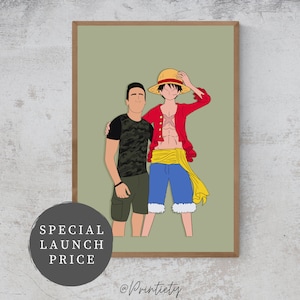 Custom portrait with your fav ANIME character, Custom faceless DIGITAL Portrait, Illustration, Custom Gift, One, Piece, Rufy, Zoro, Sanji