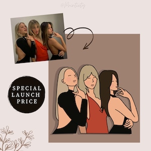 Custom Cartoon Portrait, Custom DIGITAL Portrait,Personalized Illustration,Custom Gift Idea,Friends Portrait, Couple Portrait, Mother's Day