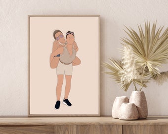 Personalisiertes Gesichtsloses Portrait, Personalisiertes DIGITALES Portrait, Personalisierte Illustration, Personalisierte Geschenkidee, Freundesportrait, Paarportrait, Muttertag