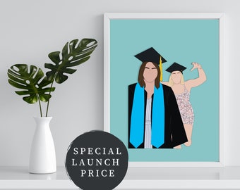 DIGITALES Portrait zum Abschluss, Personalisiertes DIGITALES Portrait, Personalisierter Abschlussdruck, Personalisiertes Geschenk, Gesichtsloses Portrait