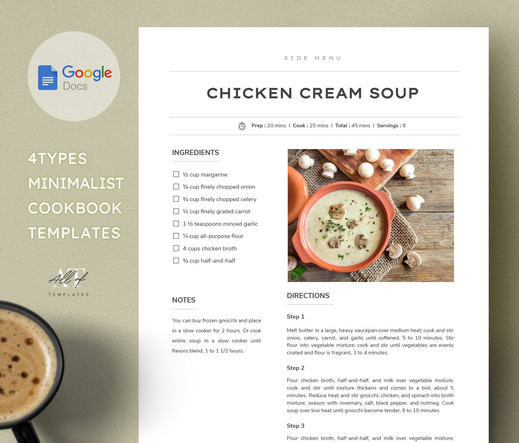 Cookbook Template Google Docs Minimalist Recipe Book Pages Etsy Cookbook Template Google Docs Minimalist Recipe Book Pages Etsy