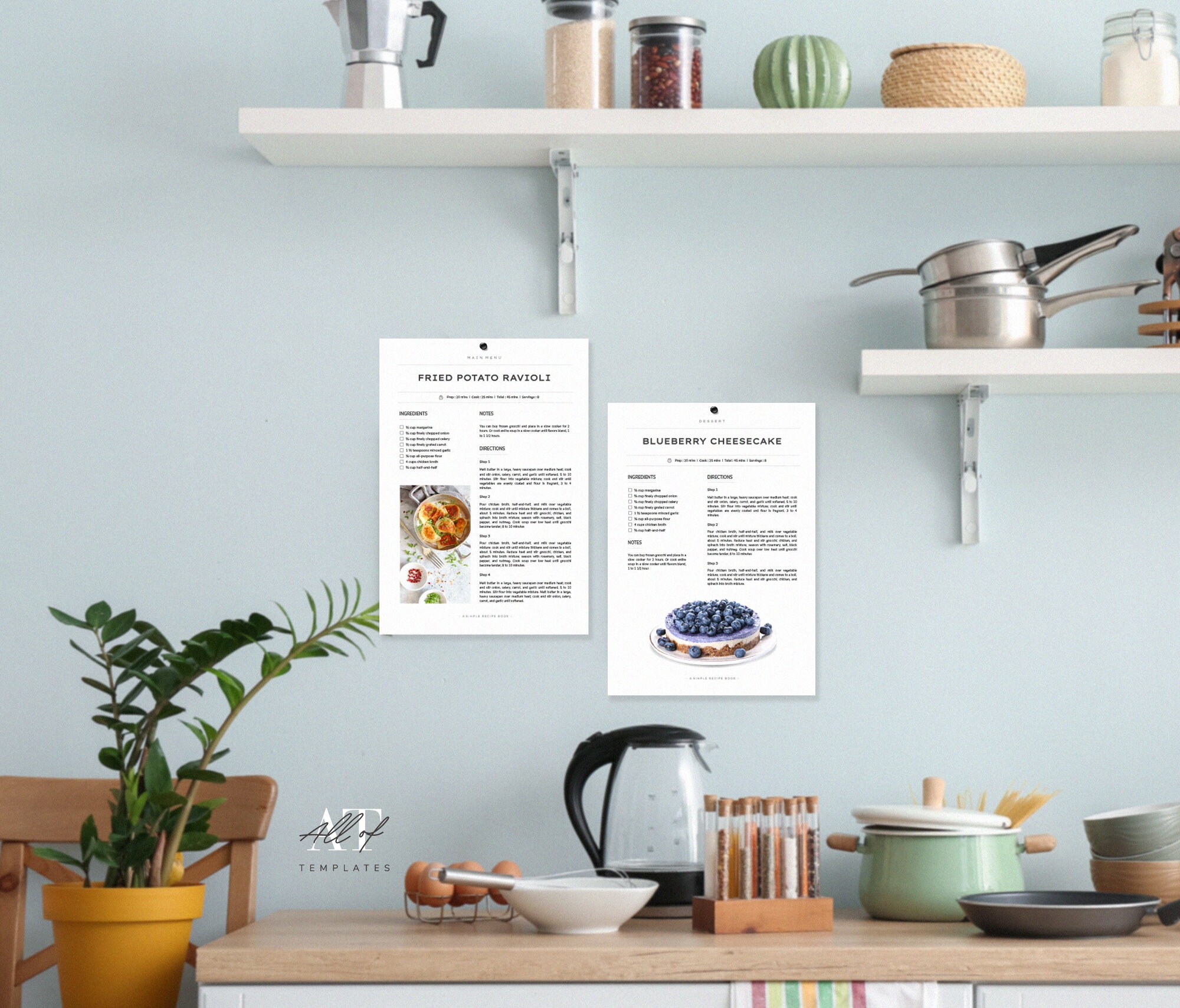 Cookbook Template Google Docs, Minimalist Recipe Book Pages Editable