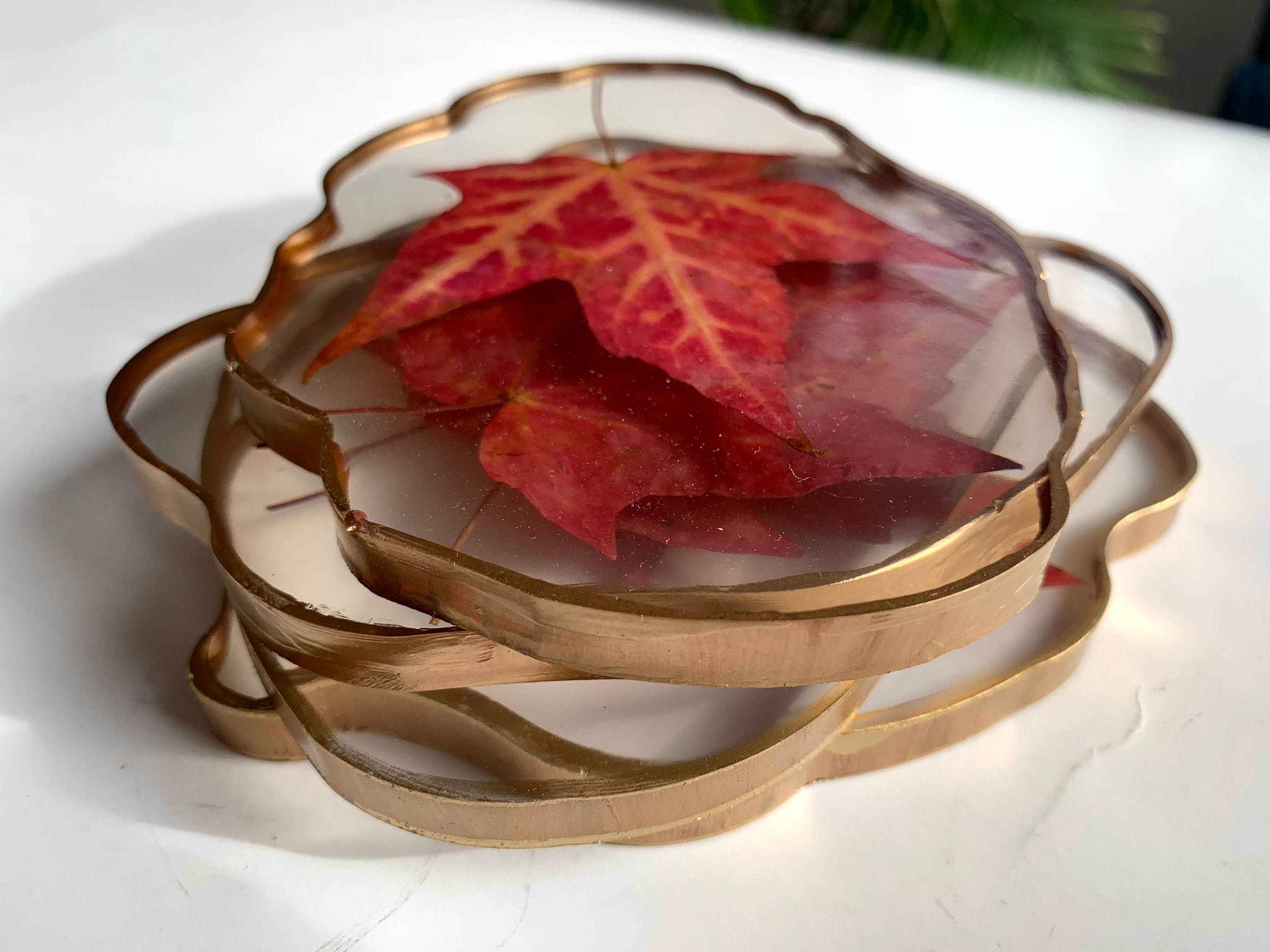 Coasters Leaf Coaster Resin Coaster Set Maple Leaf Autumn Etsy