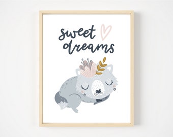 Sweet Dreams, digital download, nursery prints, kids printable, nursery wall art, printable decor, children prints
