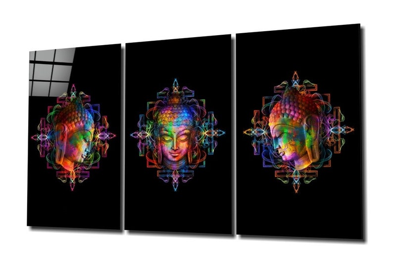 Buddha Glass Printing Wall Art Home Decoration Interior Etsy