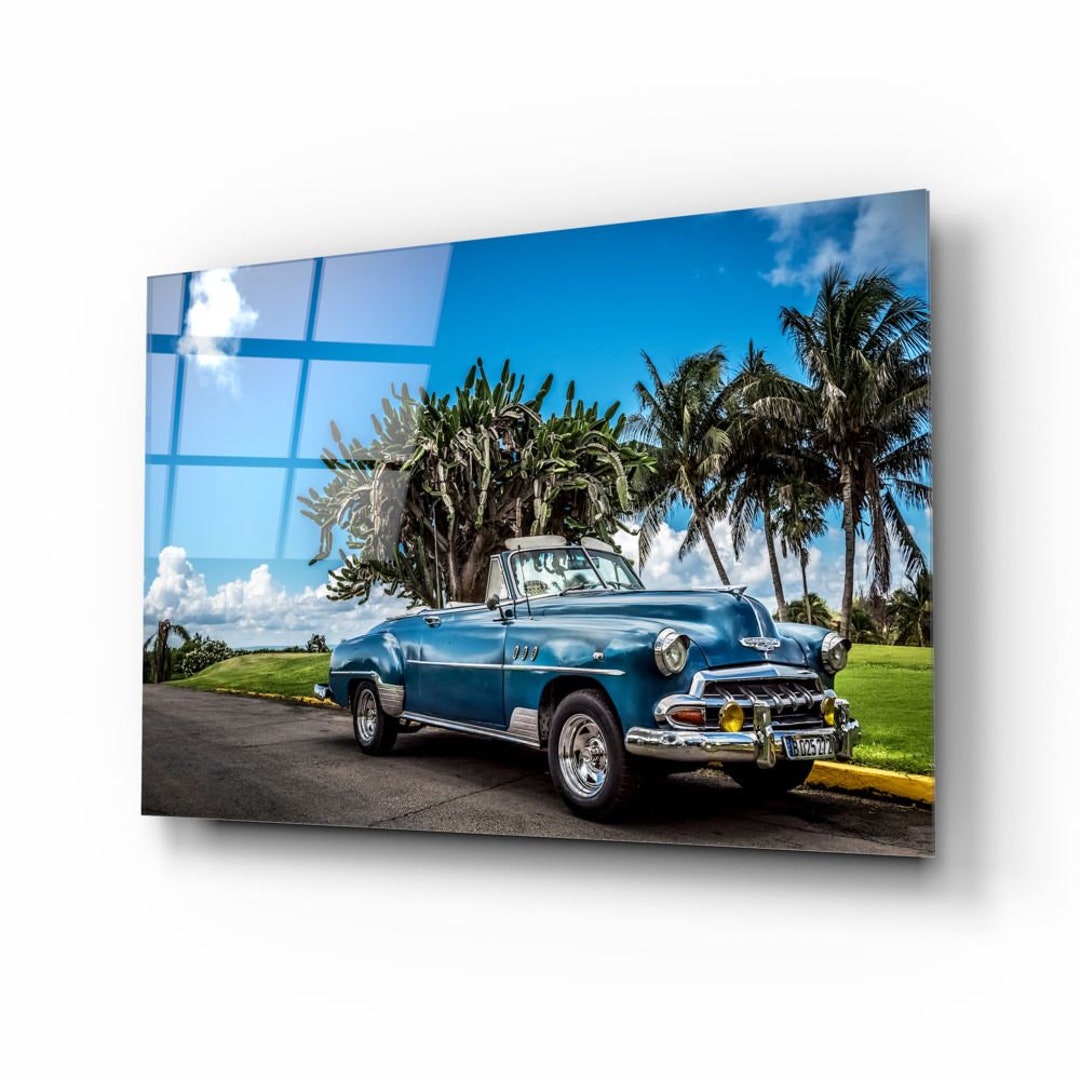 Classic Car Glass Painting Glass Wall Art Modern Decor - Etsy