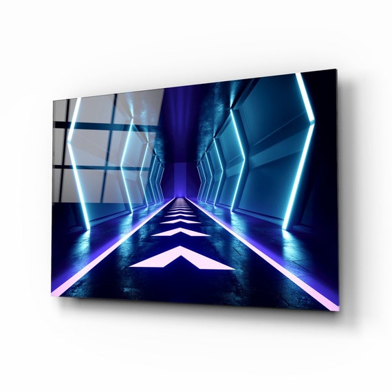 Neon Lights Glass Printing Wall Art Etsy