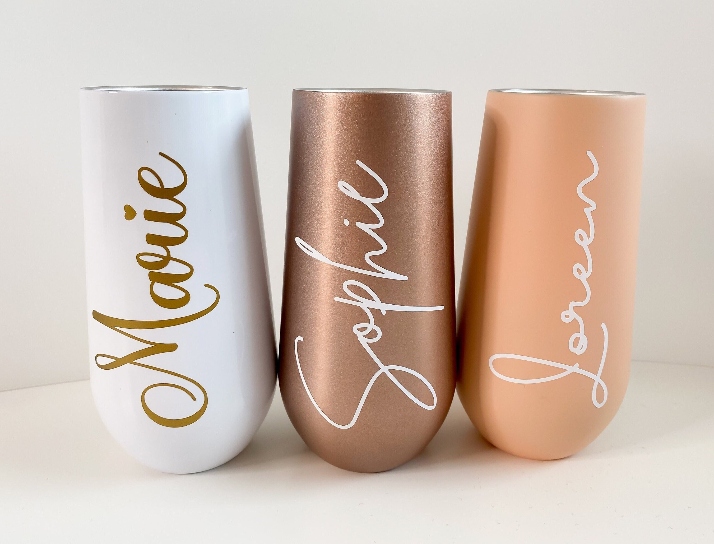 Personalized 6oz Champagne Tumbler Bridesmaid Bachelor Party
