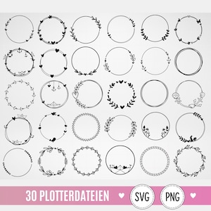 Wreath SVG PNG plotter file | Floral wreath frame | Heart anchor nautical | Circle frame boho floral | Cricut Silhouette gift laser file