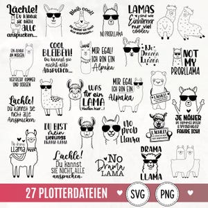 Lama Alpacka Ordspråk SVG PNG Plotterfil | Roliga Djurmotiv Ingen Drama Lama | Laserfil Cricut Silhuett Muggväska Presentidé