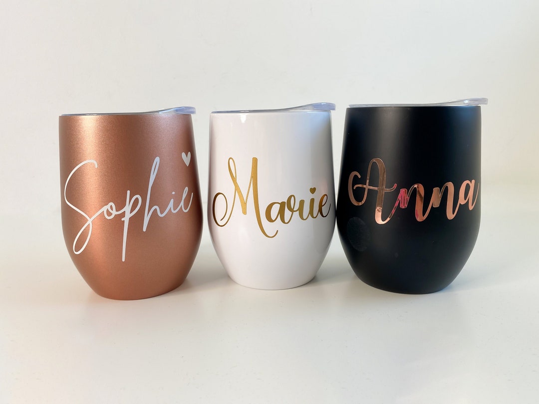 Wine Glass Thermo Mug With Lid Stainless Steel Personalized Etsy