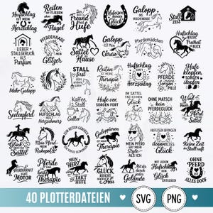 Hästar SVG PNG plotterfil | 40 hästordspråk, ridning, hästskor, ryttare, hästkärlek, stall, present, ridsport, Cricut, Silhouette plotterpaket