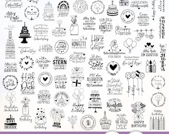 Birthday plotter file SVG PNG | Birthday laser file | Happy Birthday sayings, congratulations, gift, Cricut, Silhouette, laser engraving