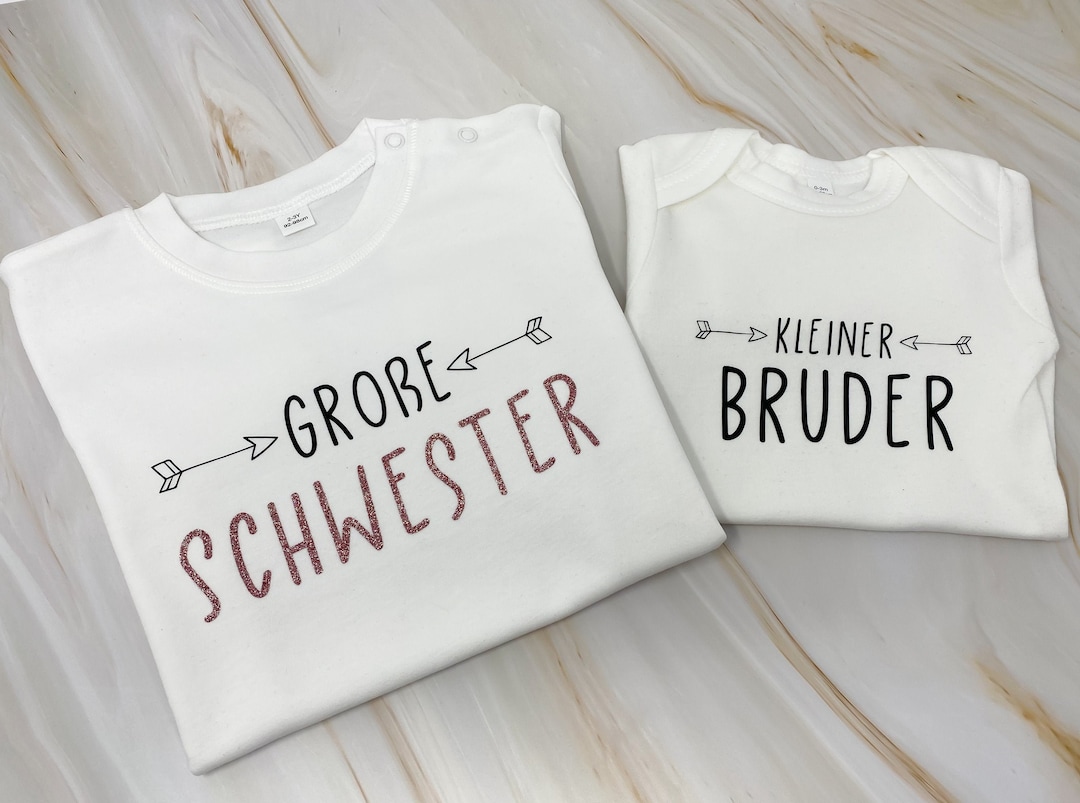 Große Schwester kleiner Bruder TShirt und Body Kurzarm oder Langarm. Wunschname möglich