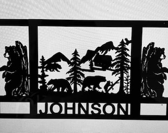 Personalized Or Plain Bears In The Mountains Mesh Fireplace Screen - Personalize with name!! - Free Shipping