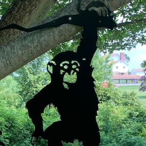 Hanging Monkey Metal Sign - Weatherproof - Free Shipping