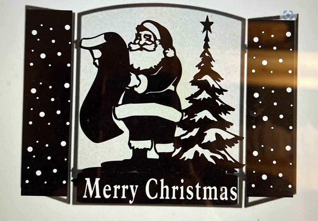 Christmas Fireplace Screen With Santa Claus