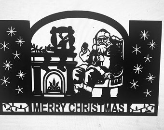 Personalized Or No Personalized Santa Claus Christmas Scene Fireplace Screen - Free Shipping - Perfect Christmas Gift or Decoration