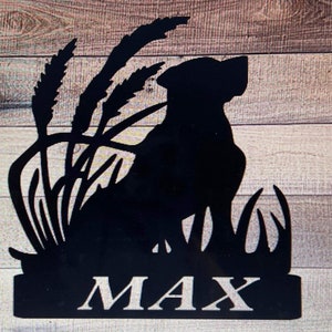 Personalized Hunting Dog Hanging Metal Sign or Yard Stake Sign - Can Be Weatherproof - Any Color - Multiple Sizes - Free Shipping