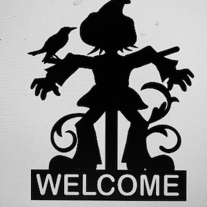 Personalized or Plain Scarecrow Fall or Halloween Metal Sign Or Yard Stake Sign - Can Be Weatherproof - Any Color - Free Shipping