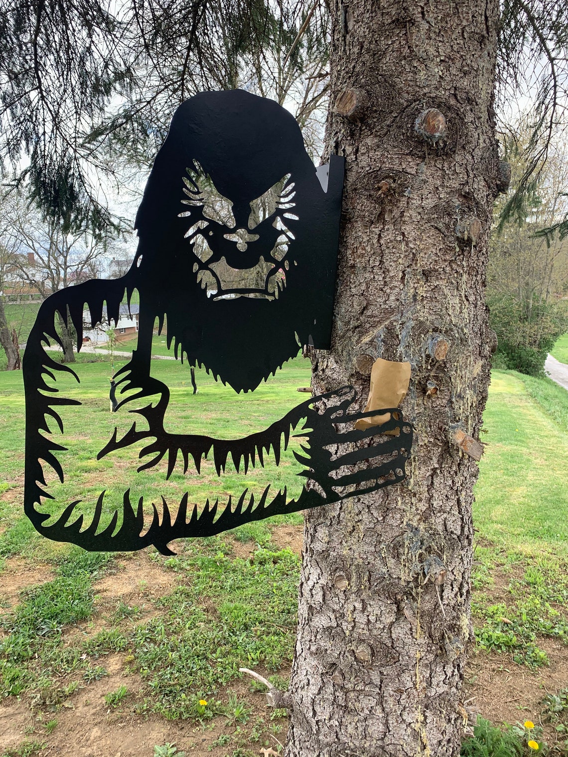 Peeking Bigfoot Metal Sign Attachment Hardware Included Etsy